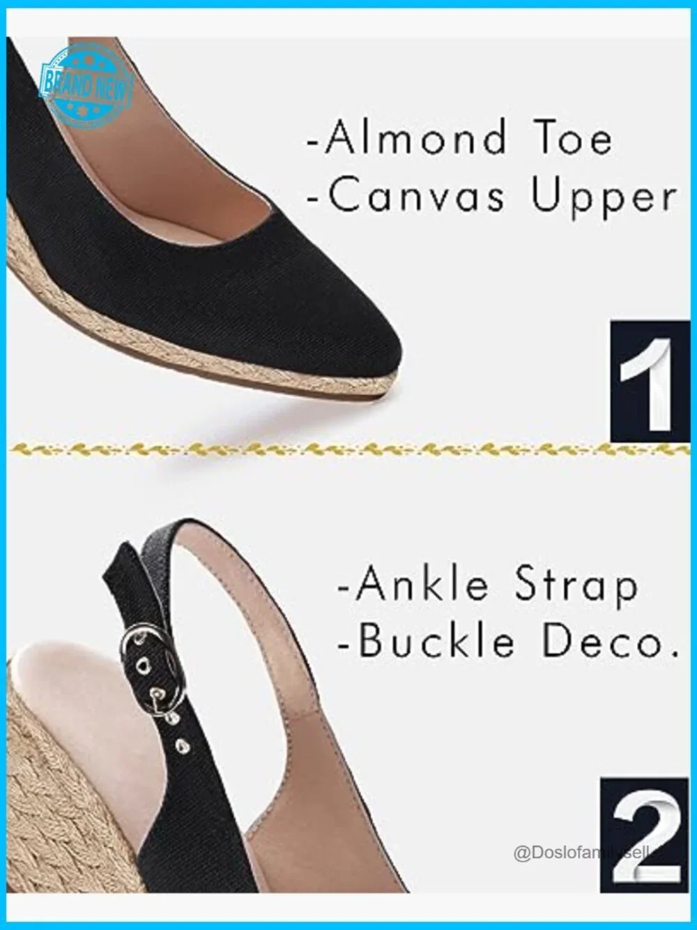 Womens Wedge Sandals Espadrilles Closed Toe Slingback Buckle Strap Comfortable